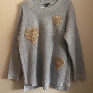 Grey sweater with gold hearts